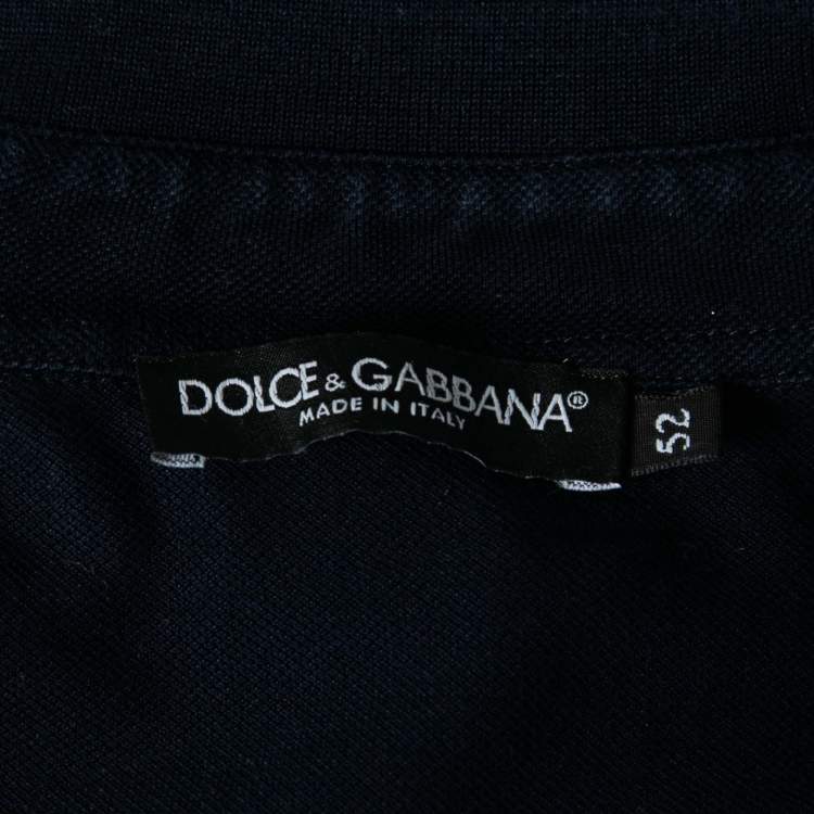 Pre Owned Dolce & Gabbana Navy Blue Cotton Pique Logo Embroidered Polo T-Shirt XL