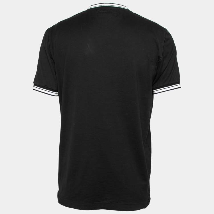 Pre Owned Dolce & Gabbana Black Crown Logo Print Cotton T-Shirt L