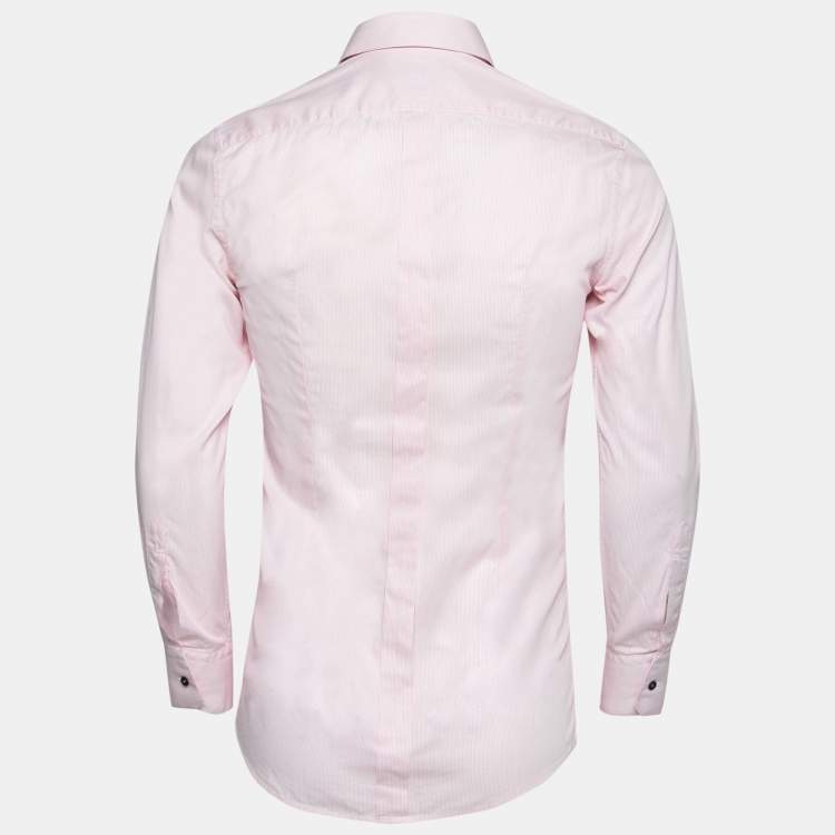 Pre Owned Dolce & Gabbana Pink Striped Cotton Button Front Gold Label Shirt S