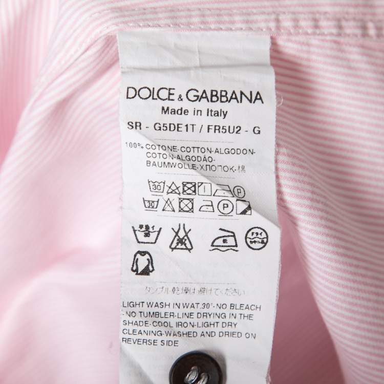 Pre Owned Dolce & Gabbana Pink Striped Cotton Button Front Gold Label Shirt S