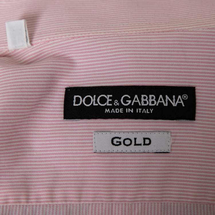 Pre Owned Dolce & Gabbana Pink Striped Cotton Button Front Gold Label Shirt S