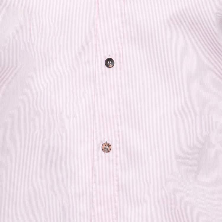Pre Owned Dolce & Gabbana Pink Striped Cotton Button Front Gold Label Shirt S