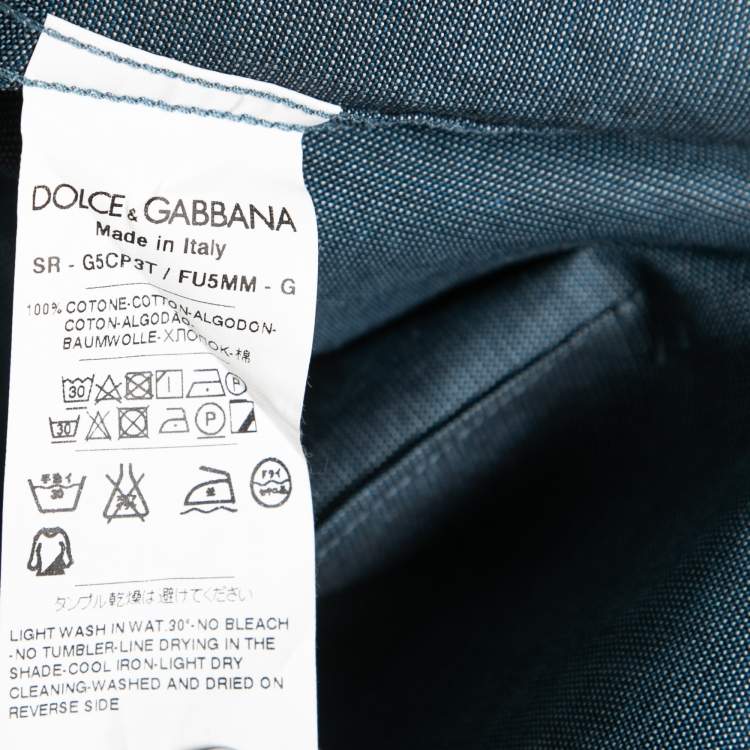 Pre Owned Dolce & Gabbana Blue Cotton Oxford Button Front Gold Label Shirt S