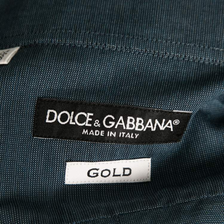 Pre Owned Dolce & Gabbana Blue Cotton Oxford Button Front Gold Label Shirt S