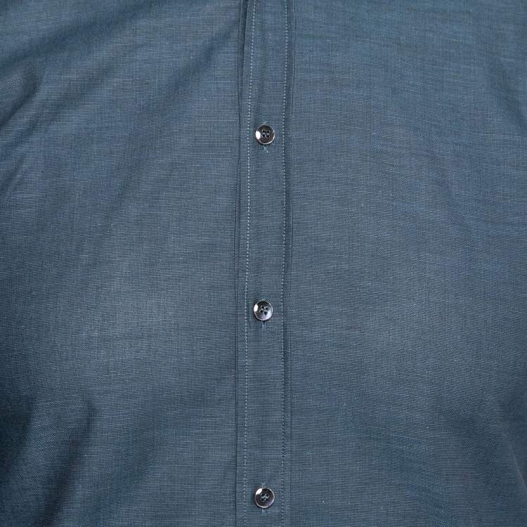 Pre Owned Dolce & Gabbana Blue Cotton Oxford Button Front Gold Label Shirt S