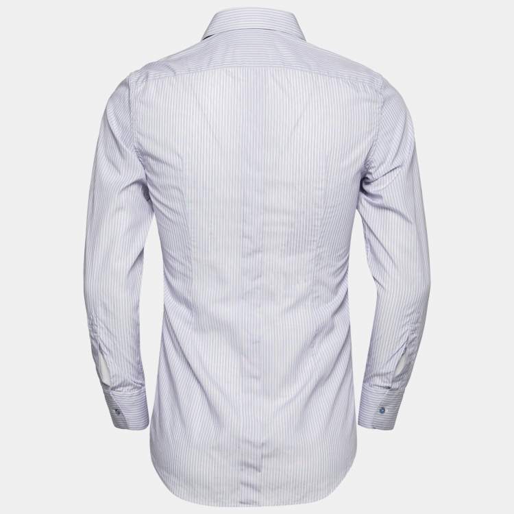 Pre Owned Dolce & Gabbana Blue/Red Striped Cotton Button Front Gold Label Shirt S