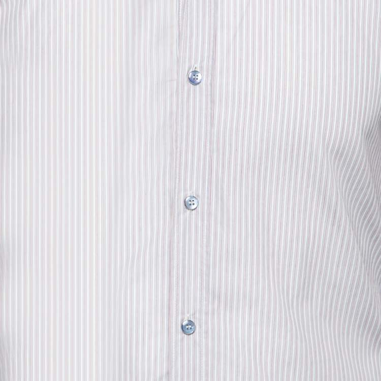 Pre Owned Dolce & Gabbana Blue/Red Striped Cotton Button Front Gold Label Shirt S