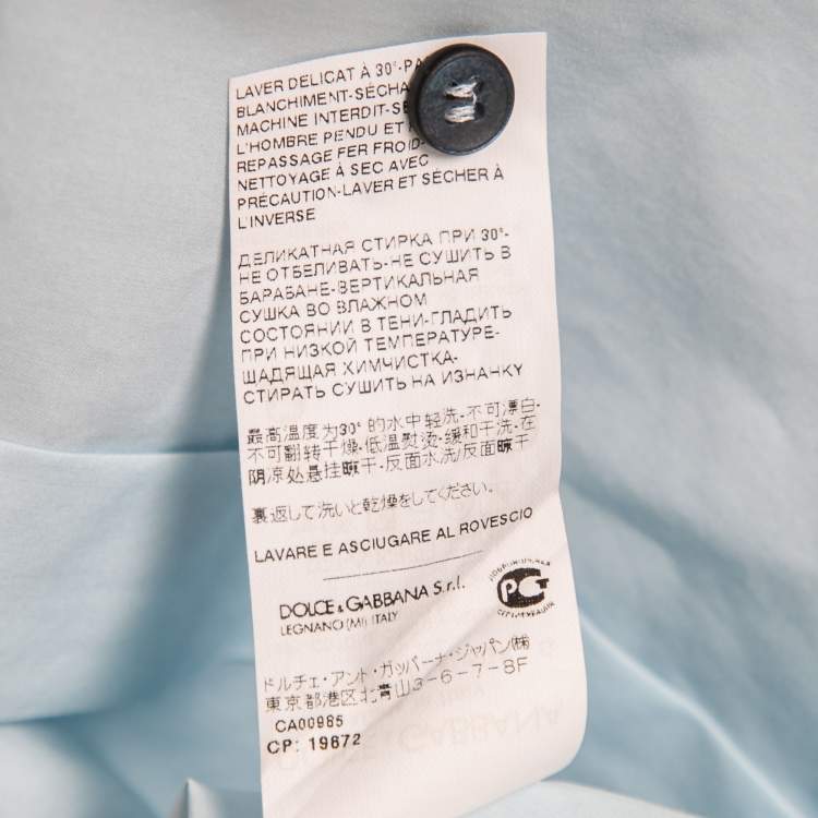 Pre Owned Dolce & Gabbana Light Blue Cotton Button Front Gold Label Shirt S