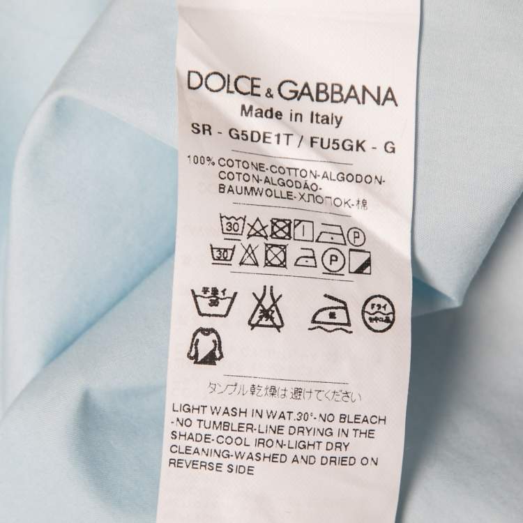 Pre Owned Dolce & Gabbana Light Blue Cotton Button Front Gold Label Shirt S