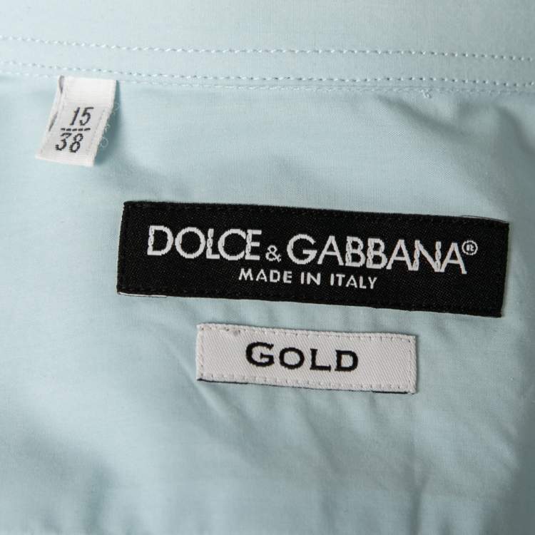 Pre Owned Dolce & Gabbana Light Blue Cotton Button Front Gold Label Shirt S