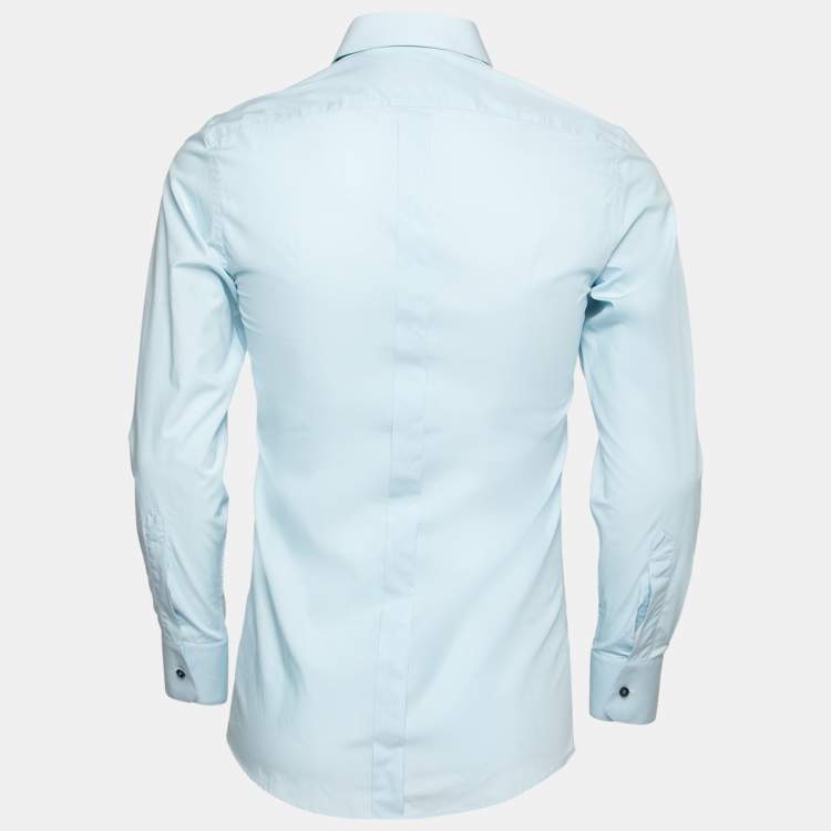 Pre Owned Dolce & Gabbana Light Blue Cotton Button Front Gold Label Shirt S