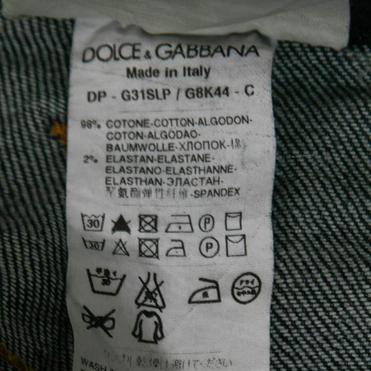 Pre Owned Dolce & Gabbana Steel Blue Distressed Denim 14 Fit Jeans L Waist 36"