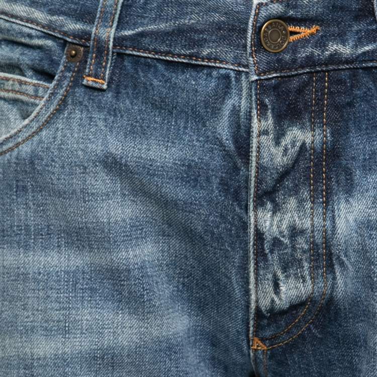 Pre Owned Dolce & Gabbana Blue Distressed Denim 16 Classic Fit Jeans M Waist 32"