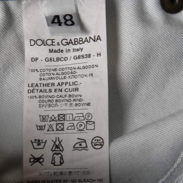 Pre Owned Dolce & Gabbana Blue Distressed Denim 16 Classic Fit Jeans M Waist 32"