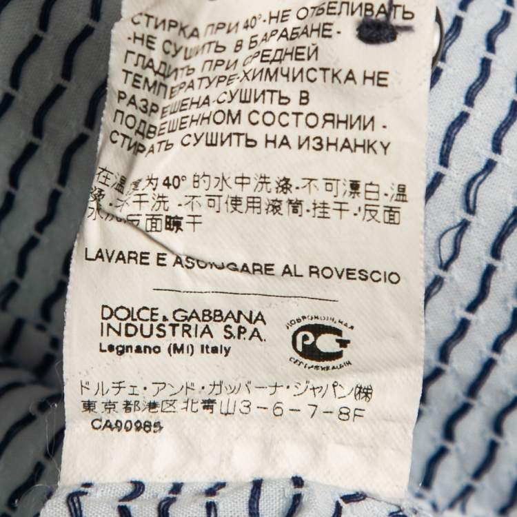 Pre Owned Dolce & Gabbana Light Blue Polka Dotted Cotton Gold Label Shirt L