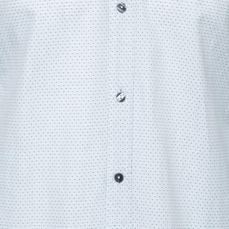 Pre Owned Dolce & Gabbana Light Blue Polka Dotted Cotton Gold Label Shirt L