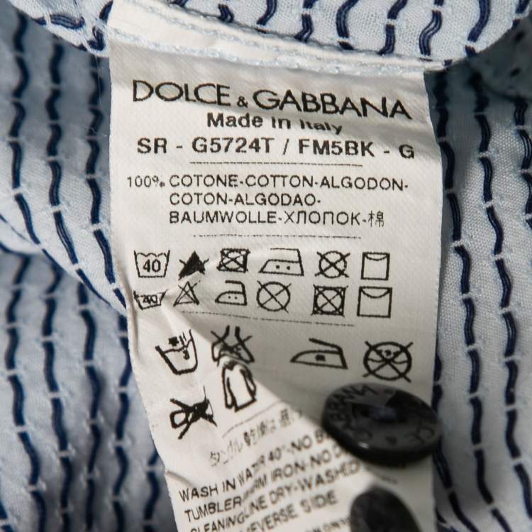Pre Owned Dolce & Gabbana Light Blue Polka Dotted Cotton Gold Label Shirt L