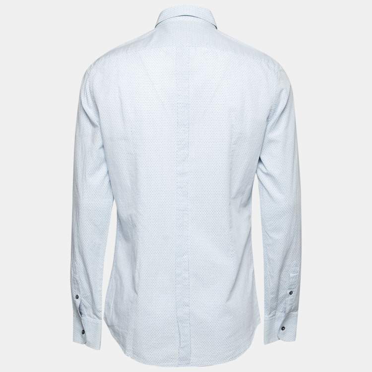 Pre Owned Dolce & Gabbana Light Blue Polka Dotted Cotton Gold Label Shirt L
