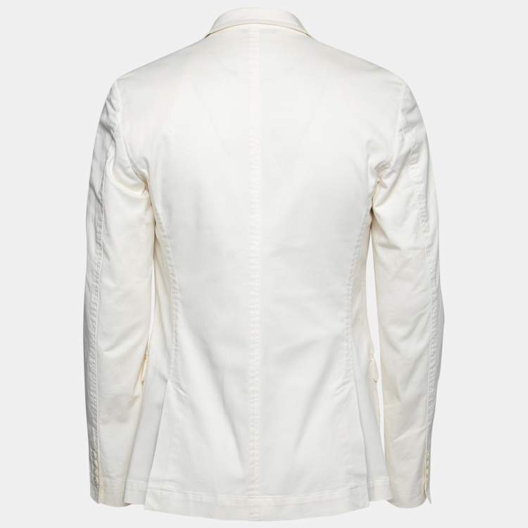 Pre Owned Dolce & Gabbana Off White Cotton Single Breasted Blazer XL