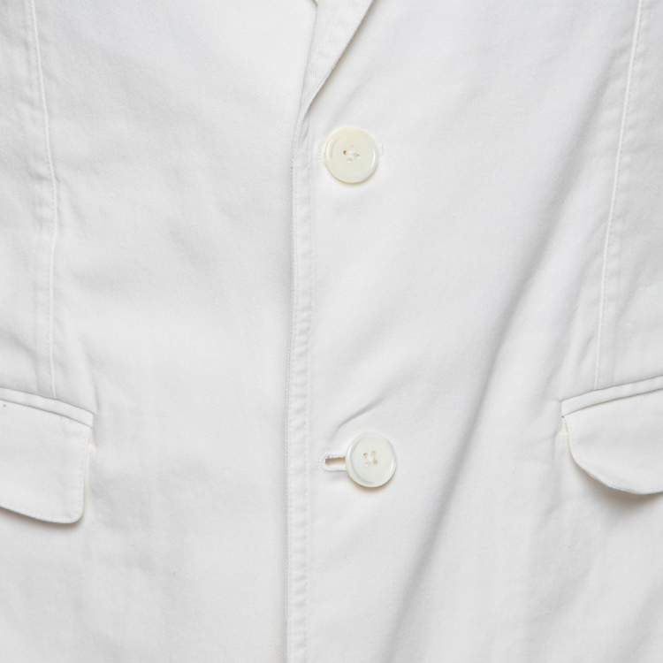 Pre Owned Dolce & Gabbana Off White Cotton Single Breasted Blazer XL