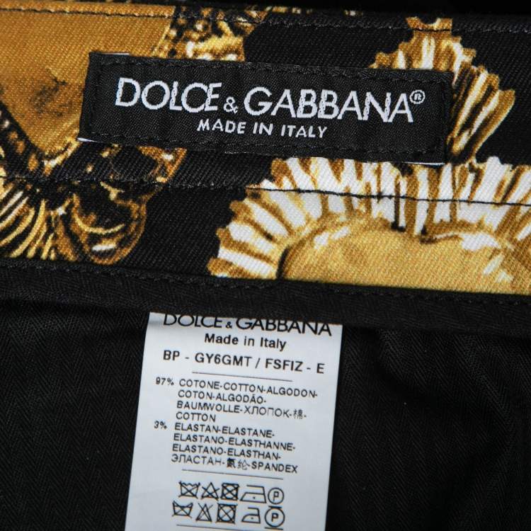 Pre Owned Dolce & Gabbana Black Sacred Heart Print Cotton Bermuda Shorts L  