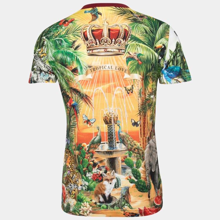 Pre Owned Dolce & Gabbana  Multicolor Giardino Printed Cotton Crewneck T-Shirt M