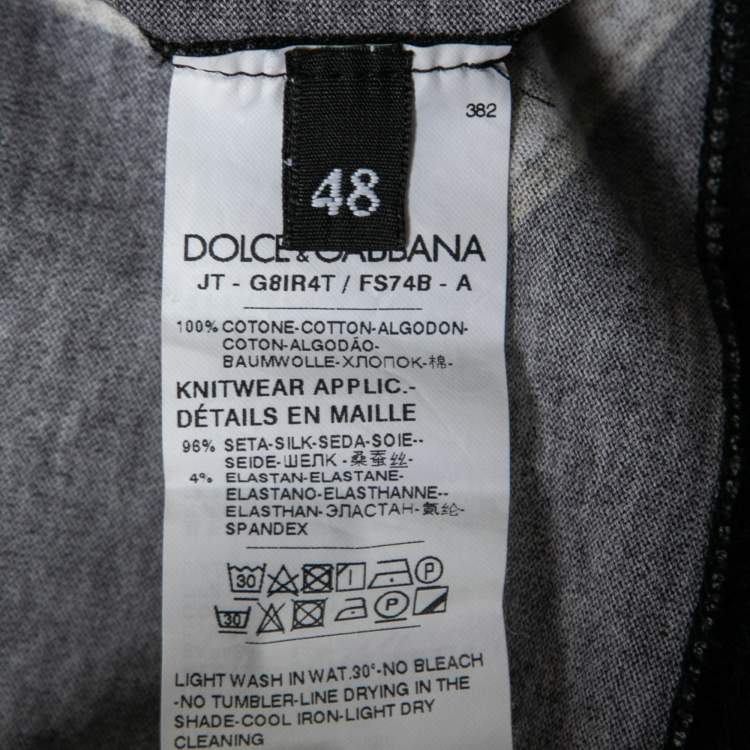 Pre Owned Dolce & Gabbana Black Printed Cotton Crewneck T-Shirt M
