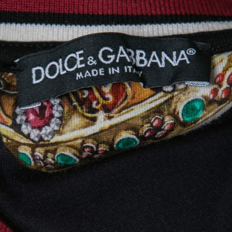Pre Owned Dolce & Gabbana Black Printed Cotton Crewneck T-Shirt M