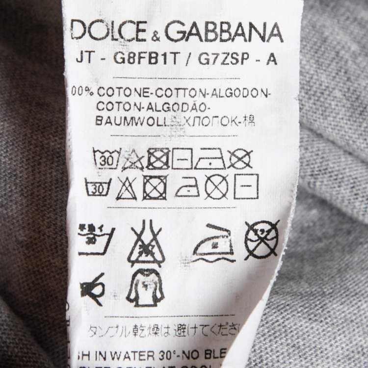 مملوكة مسبقًا Dolce & Gabbana Grey Rose Print Cotton Short Sleeve T-Shirt XS
