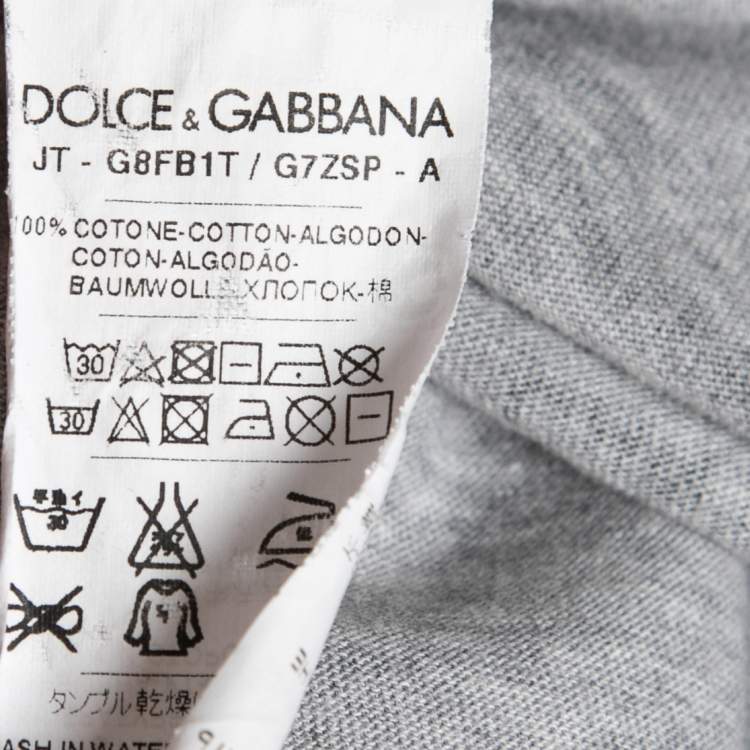 مملوكة مسبقًا Dolce & Gabbana Grey Rose Print Cotton Short Sleeve T-Shirt XS