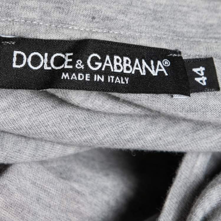 مملوكة مسبقًا Dolce & Gabbana Grey Rose Print Cotton Short Sleeve T-Shirt XS