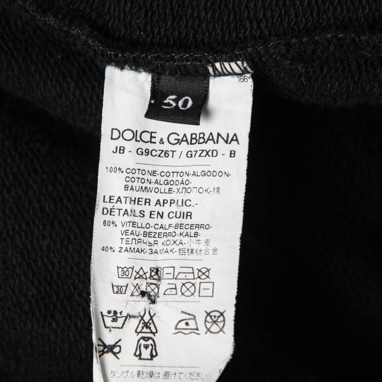 Pre Owned Dolce & Gabbana Black Cotton Hooded Zip Front Jacket L
