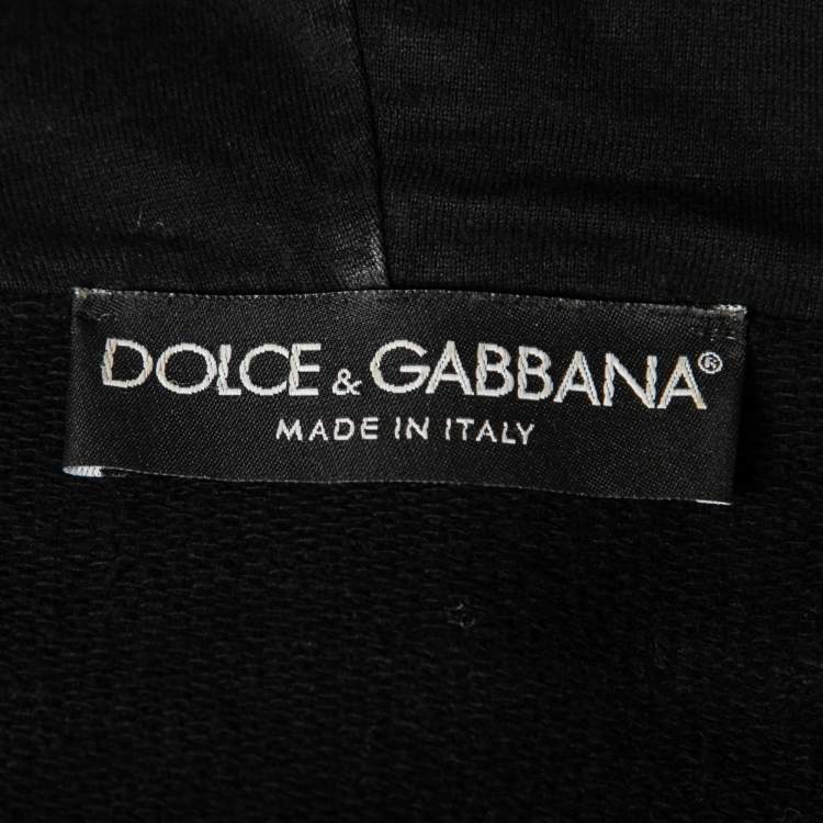 Pre Owned Dolce & Gabbana Black Cotton Hooded Zip Front Jacket L