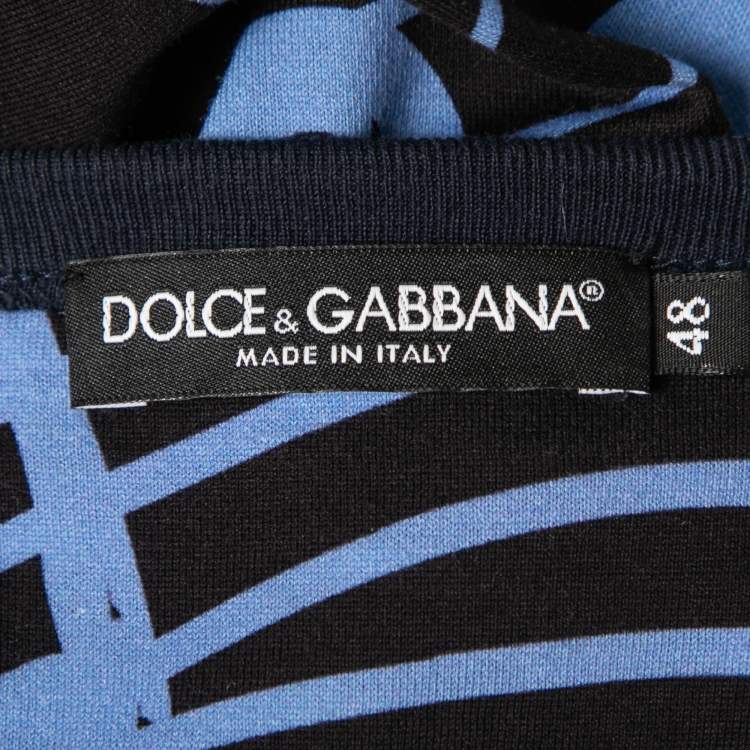 Pre Owned Dolce & Gabbana Blue Printed Cotton Short Sleeve T-Shirt M