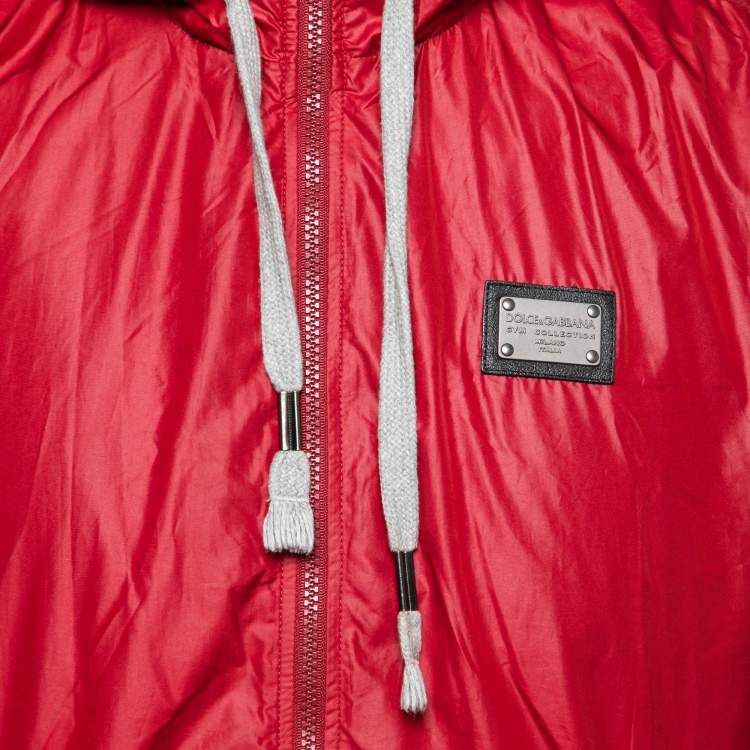 Pre Owned Dolce & Gabbana Red Synthetic Zip-Front Jacket M 
