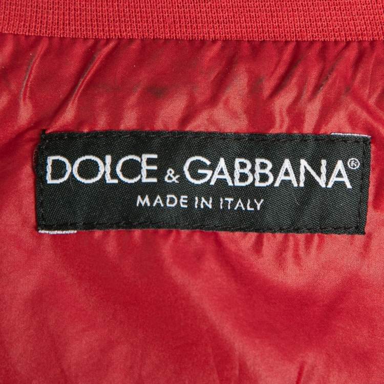 Pre Owned Dolce & Gabbana Red Synthetic Zip-Front Jacket M 