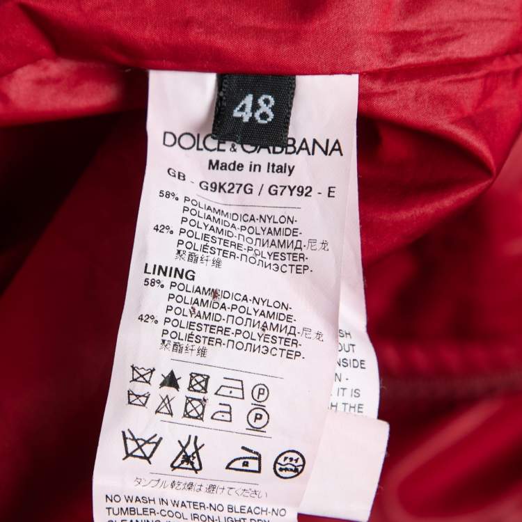 Pre Owned Dolce & Gabbana Red Synthetic Zip-Front Jacket M 