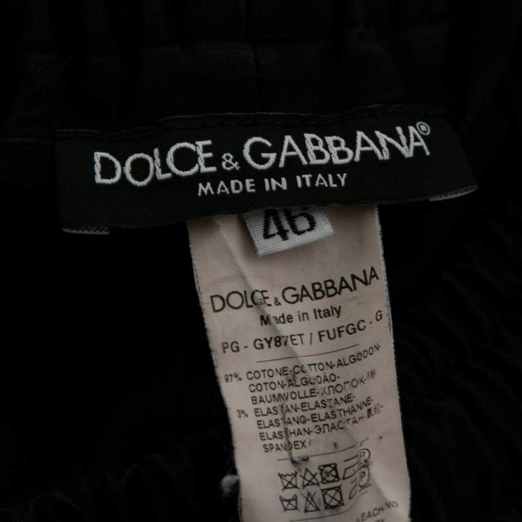 مملوكة مسبقًا Dolce & Gabbana Black Cotton Jogger Pants S Waist 28"