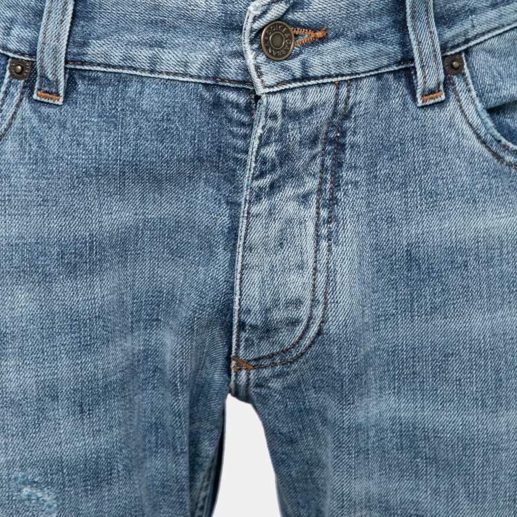 Pre Owned Dolce & Gabbana Blue Denim Classic 16 Distressed Jeans Waist 34"