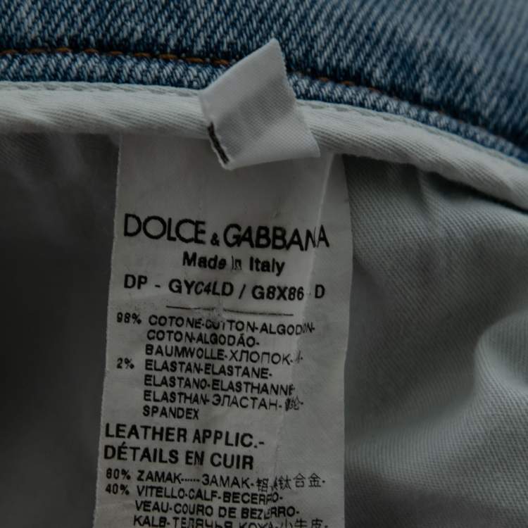 Pre Owned Dolce & Gabbana Light Blue Distressed Denim Classic Stretch Jeans S Waist 31"   