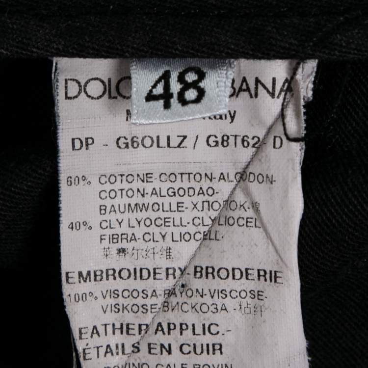 Pre Owned Dolce & Gabbana Black Denim 14 Gold Jeans M Waist 34"   