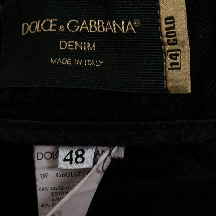 Pre Owned Dolce & Gabbana Black Denim 14 Gold Jeans M Waist 34"   