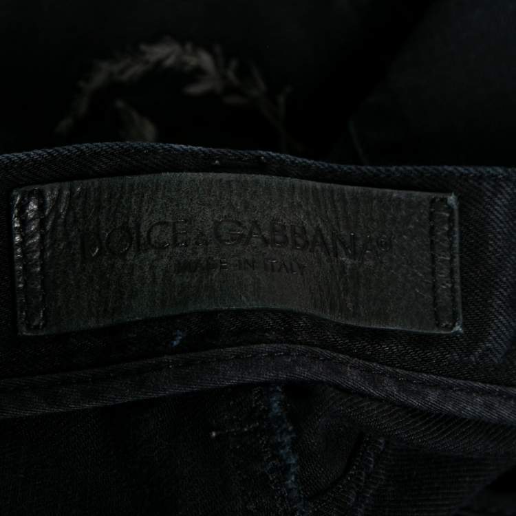 Pre Owned Dolce & Gabbana Black Denim 14 Gold Jeans M Waist 34"   