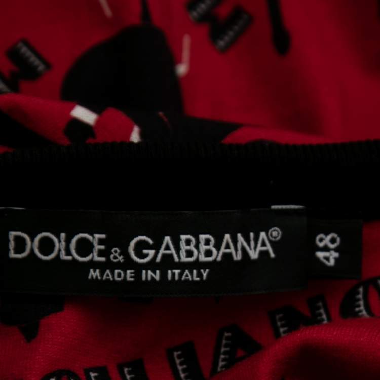 Pre Owned Dolce & Gabbana Red Printed Cotton Short Sleeve Crewneck T-Shirt M