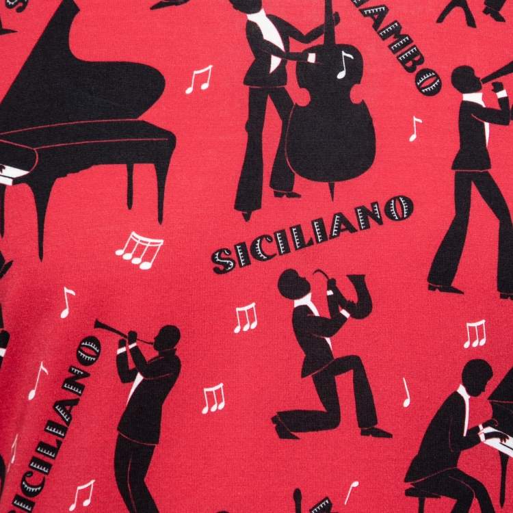 Pre Owned Dolce & Gabbana Red Printed Cotton Short Sleeve Crewneck T-Shirt M