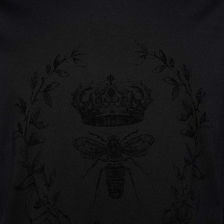 Pre Owned Dolce & Gabbana Black Floral Bee Flock Print Cotton Crew Neck T-Shirt 4XL