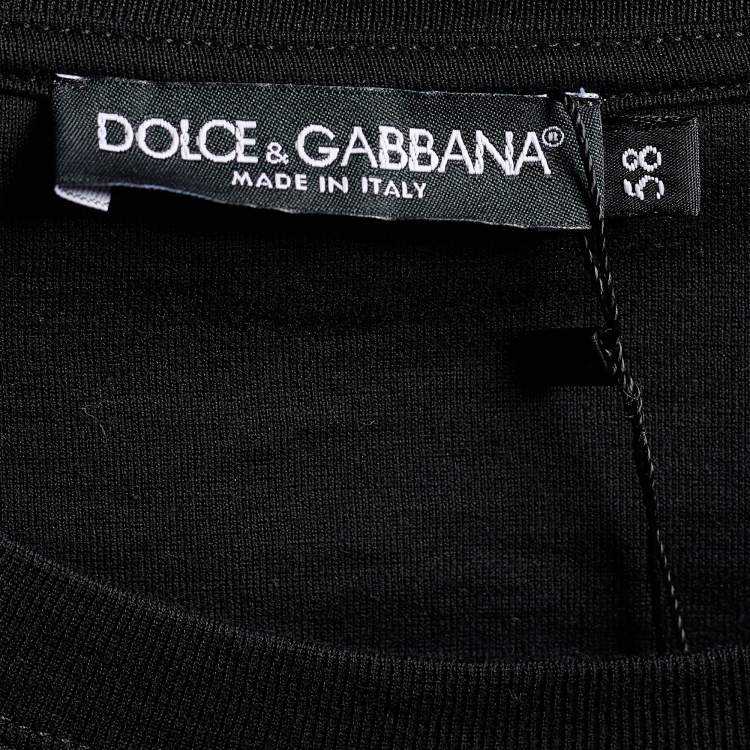 Pre Owned Dolce & Gabbana Black Floral Bee Flock Print Cotton Crew Neck T-Shirt 4XL