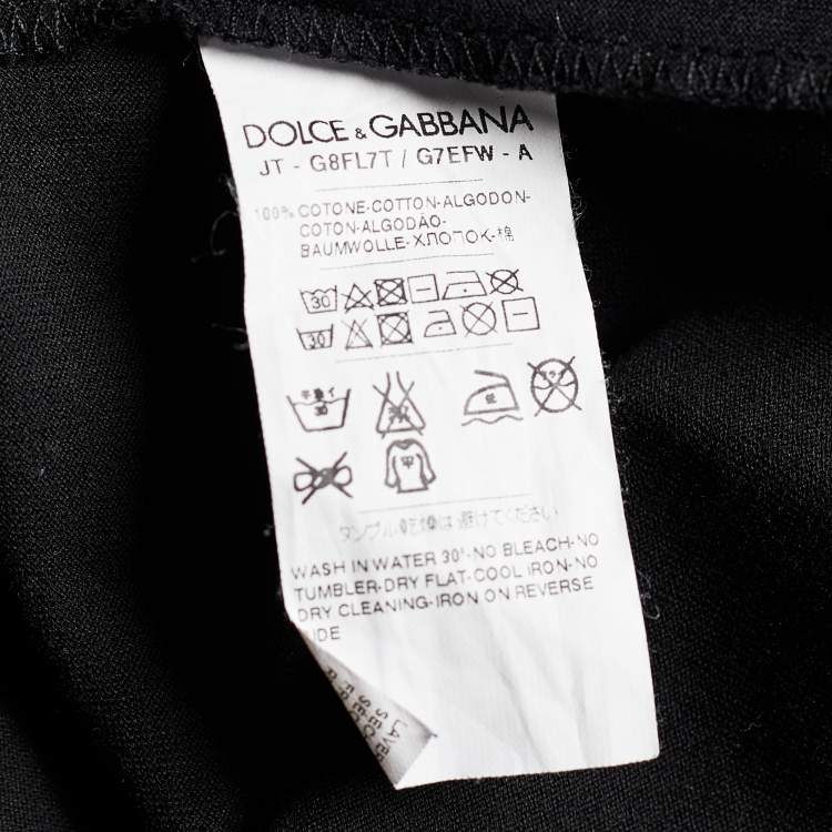 Pre Owned Dolce & Gabbana Black Floral Bee Flock Print Cotton Crew Neck T-Shirt 4XL