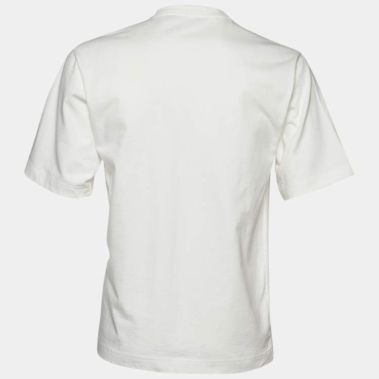 Pre Owned Dolce & Gabbana White Logo Printed Cotton Knit T-Shirt XS