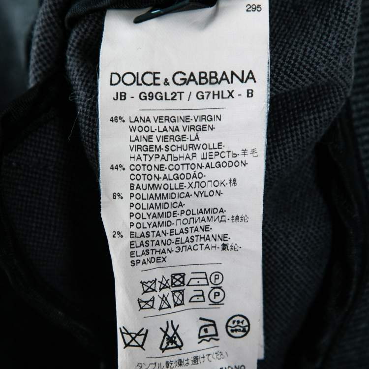 Pre Owned Dolce & Gabbana Black Wool Contrast Trimmed Zip Front Jacket XXL